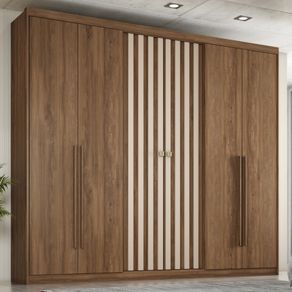 Guarda Roupa Casal 6 Portas 3 Gavetas Fusion Carraro Freijó com Off White