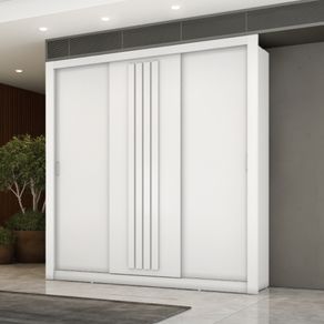 Guarda Roupa Casal 3 Portas Doha 2 Gavetas Carraro Ripado Branco