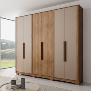 Guarda Roupa Casal 6 Portas 4 Gavetas Mônaco Carraro Freijó c/ Avelã