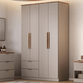 Guarda Roupa Solteiro 4 Portas Milan Carraro Avelã